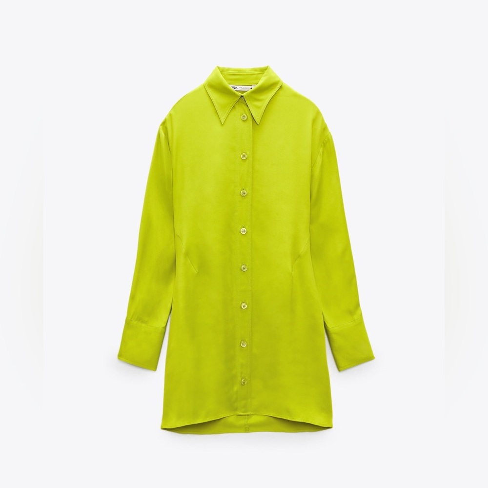 ZARA SATIN EFFECT SHIRT DRESS - Picture 6 of 6